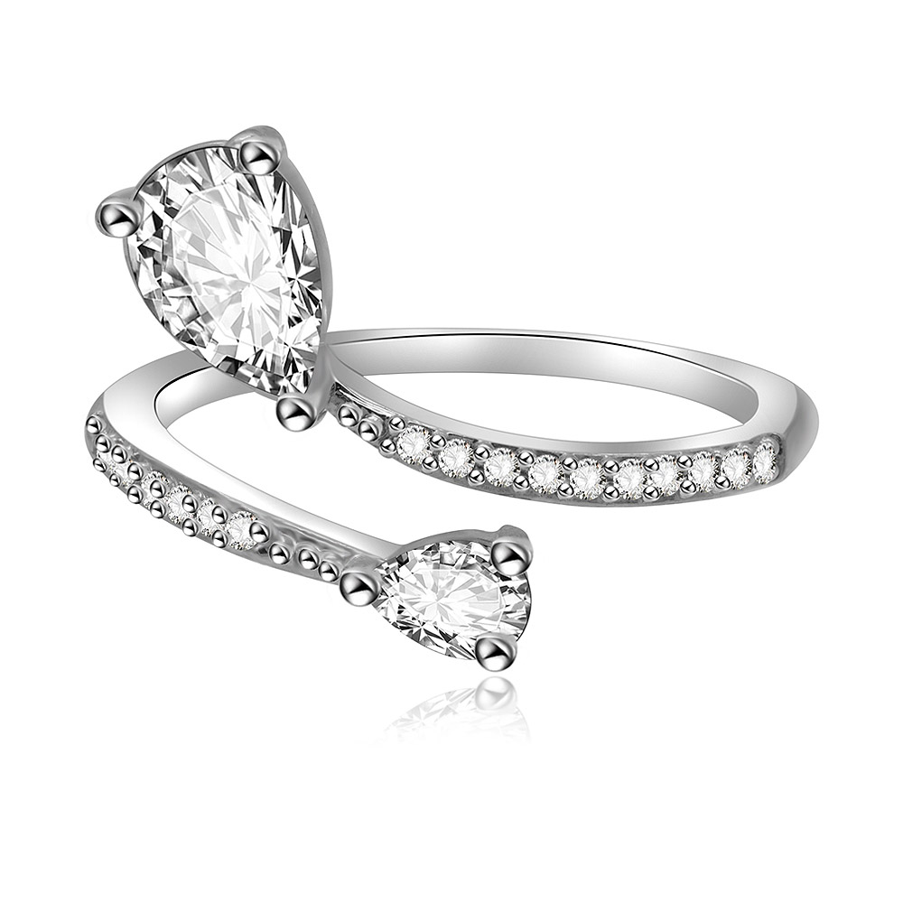 Two-Stone Tear Cubic Zirconia Ring